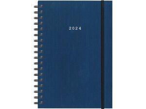 Ημερολόγιο ημερήσιο σπιράλ NEXT Fabric Plus με λάστιχο 17x25 cm 2024 μπλε